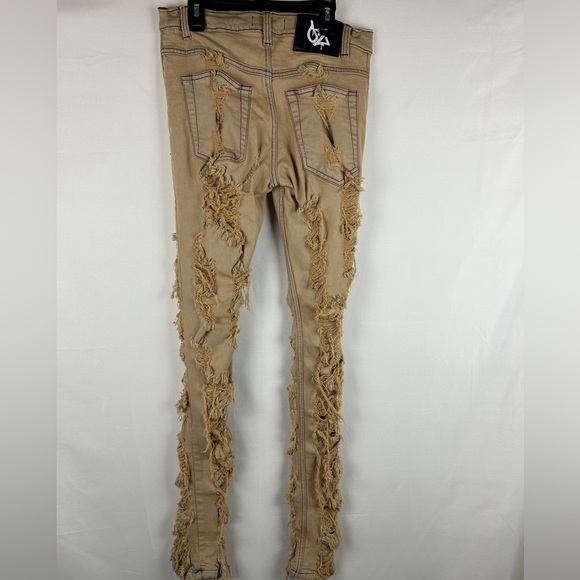 Outsiderz Streetwear rust pink jeans size 30 heavily distressed lined - Picture 5 of 7